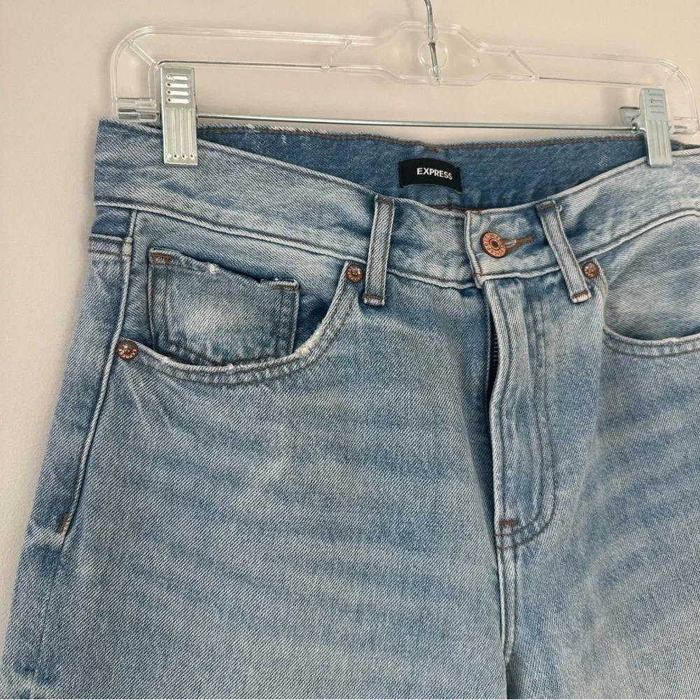Express Women’s Wide Leg High Rise Jeans Classic Blue Casual Straight Size 4 - Picture 4 of 16